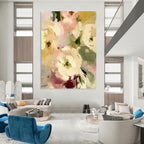 “Soft Floral Abstract” - Minimalist Floral Painting On Canvas PT1354