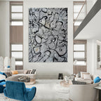 “Black and White Abstract Doodles” - Abstract, Expressive - Styled Painting On Canvas PT1591