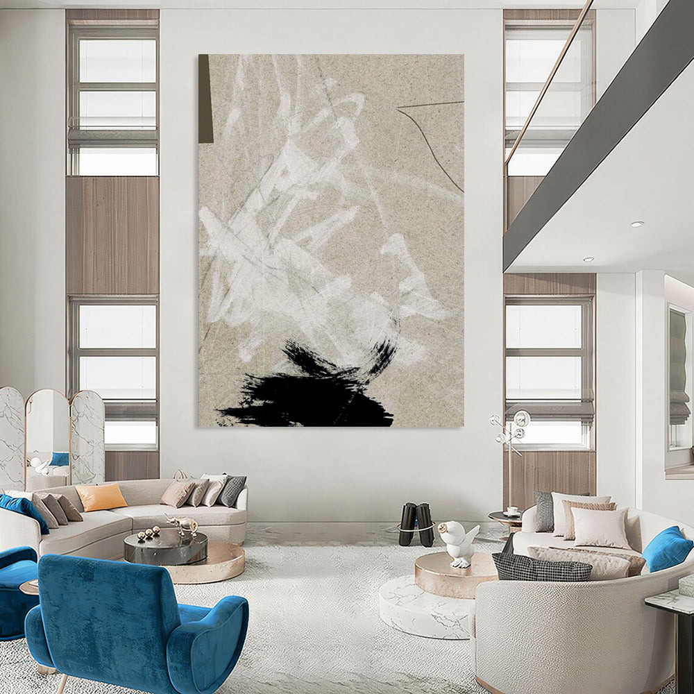 “Beige - Toned Textured Abstract” - Subtle Marks on a Neutral Base Painting On Canvas DS237