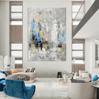 “Gray - Toned Abstract Cityscape” - Urban Forms in Muted Hues Painting On Canvas DS248