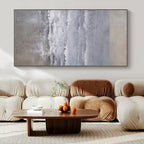 Gray, White and Beige with Textured Ocean Waves "Muted Surf" Abstract Landscape Painting On Canvas PS1161