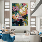 “Vibrant Flower Abstract” - Abstract Expressionist Floral Painting On Canvas PT1355