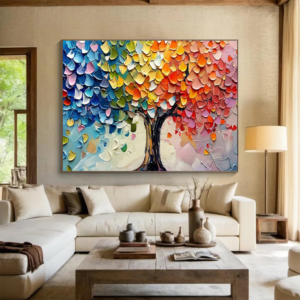 “Colorful Tree of Life” - Impasto Oil Painting On Canvas DKS798