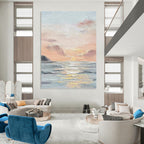 “Pastel Sky and Sea Landscape” - Impressionist - Style Painting On Canvas PT1144