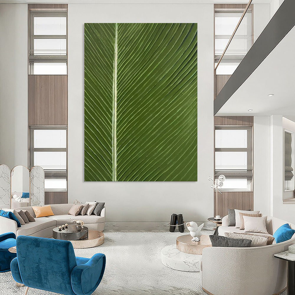 “Green Leaf Texture” - Realistic Botanical Painting On Canvas PT1977