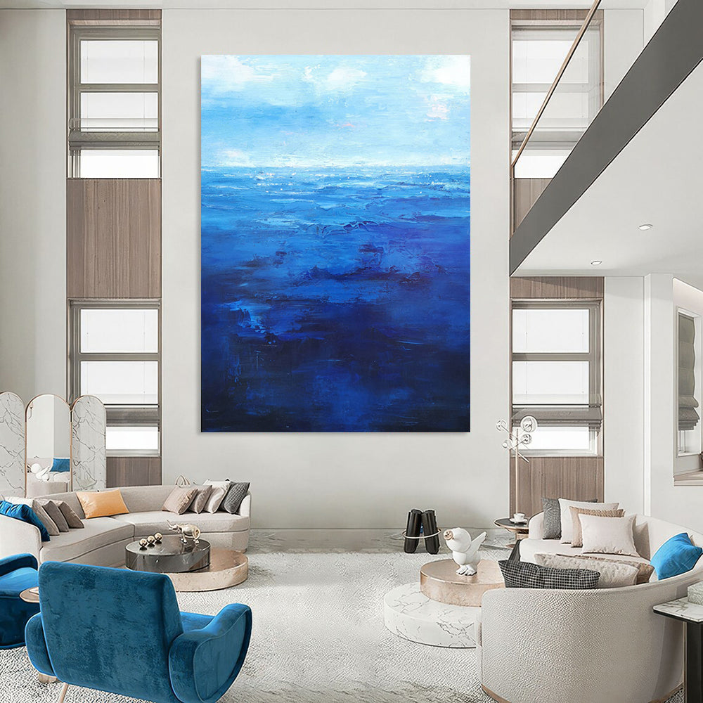 “Deep Blue Sea Abstraction” - Expressive Ocean Painting On Canvas DS345