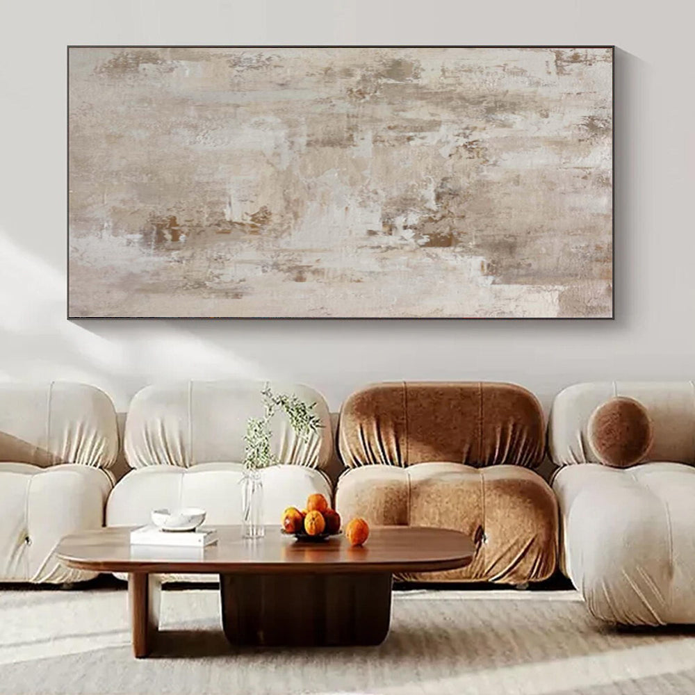 “Beige - Brown Textured Abstract” - Rustic Abstract Painting On Canvas PS0152