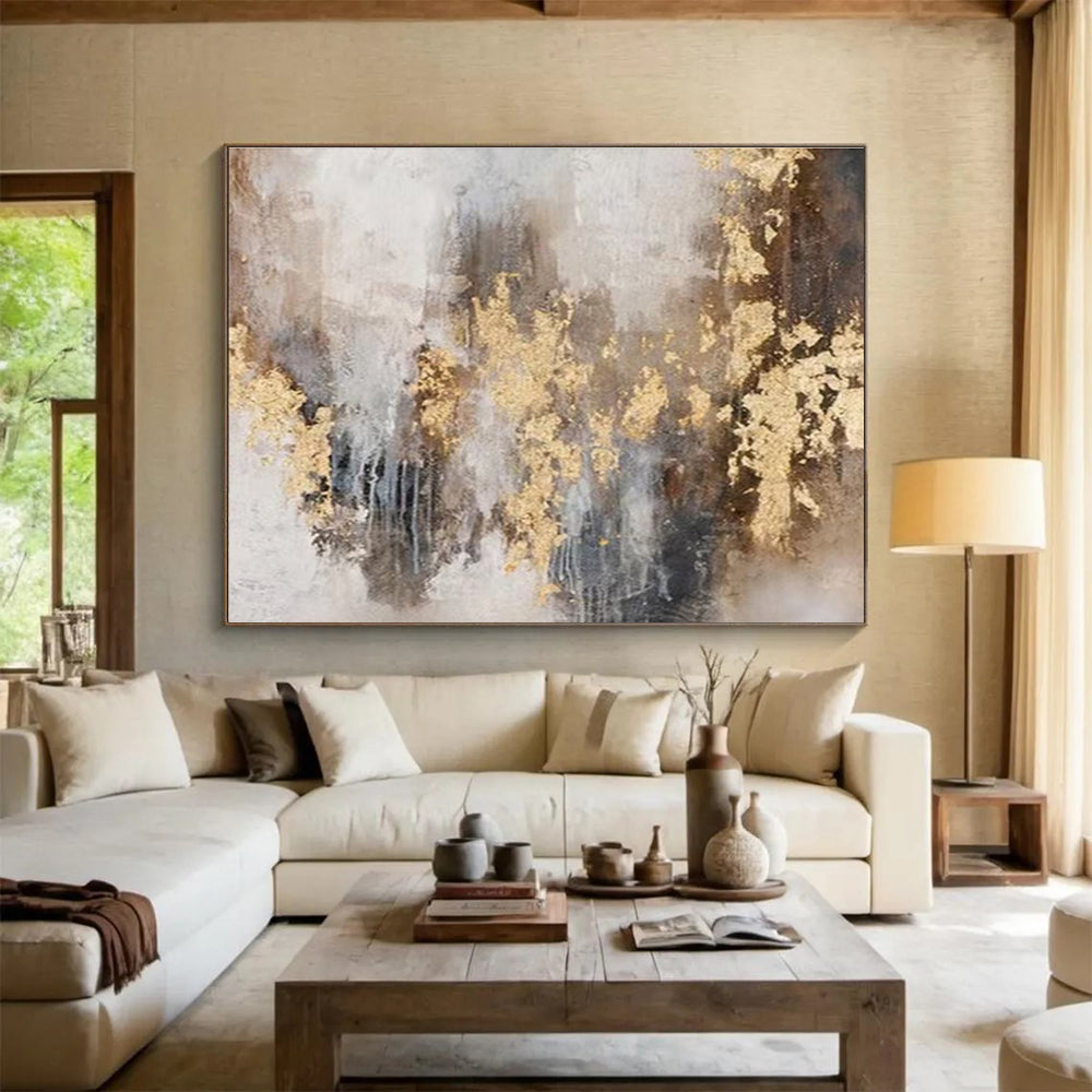 “Gilded Neutrals” - Textured Abstract Painting On Canvas DKS413