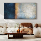 Blue, Gray, Gold, Brown with Gradient Layers "Coastal Dusk" Abstract Painting On Canvas PS1441