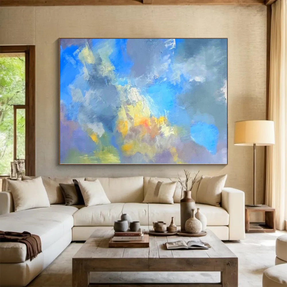 “Blue - Gray Abstract Clouds” - Serene Abstract Painting On Canvas PS0223