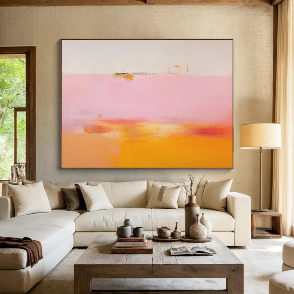 “Minimalist Pink Horizon” - Color - Field Painting On Canvas DKS476