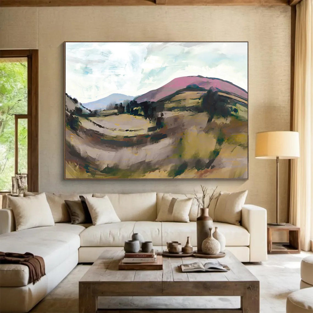 “Colorful Rolling Hills Landscape” - Expressive Landscape Painting On Canvas PT126