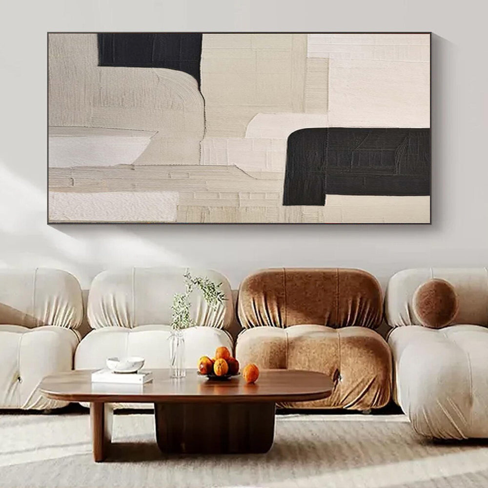 “Black - White Geometric Complex” - Architectural Abstract Painting On Canvas PS0148