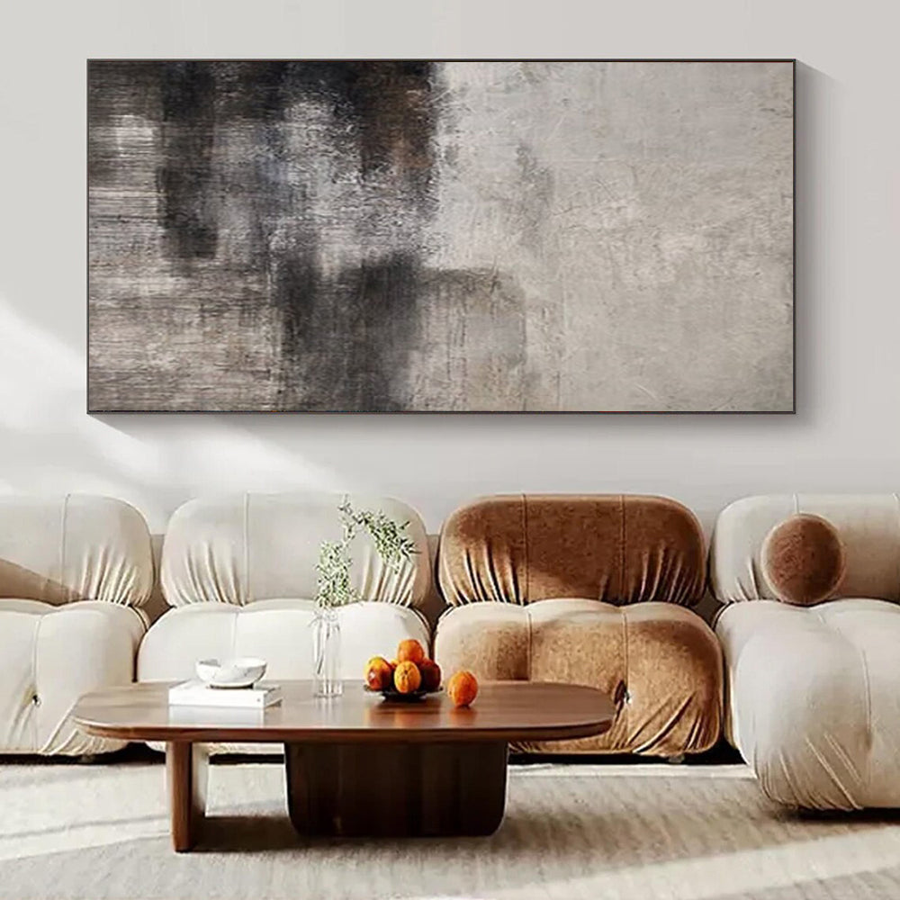 Gray and Black Textured, "Moody Depths" – Textured Abstract Painting On Canvas PS0982