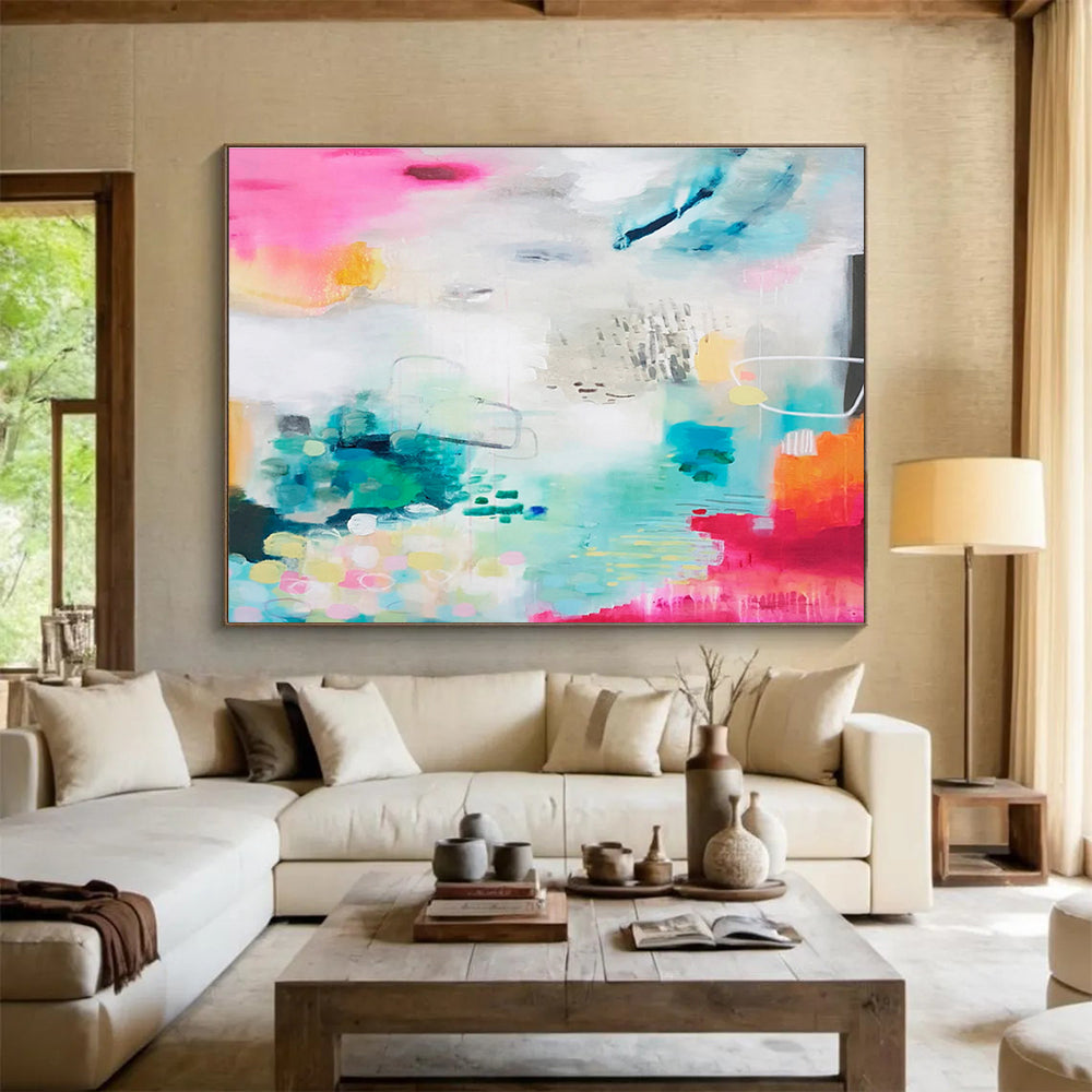 Vibrant Mixed - Color Abstract Painting On Canvas DKS063