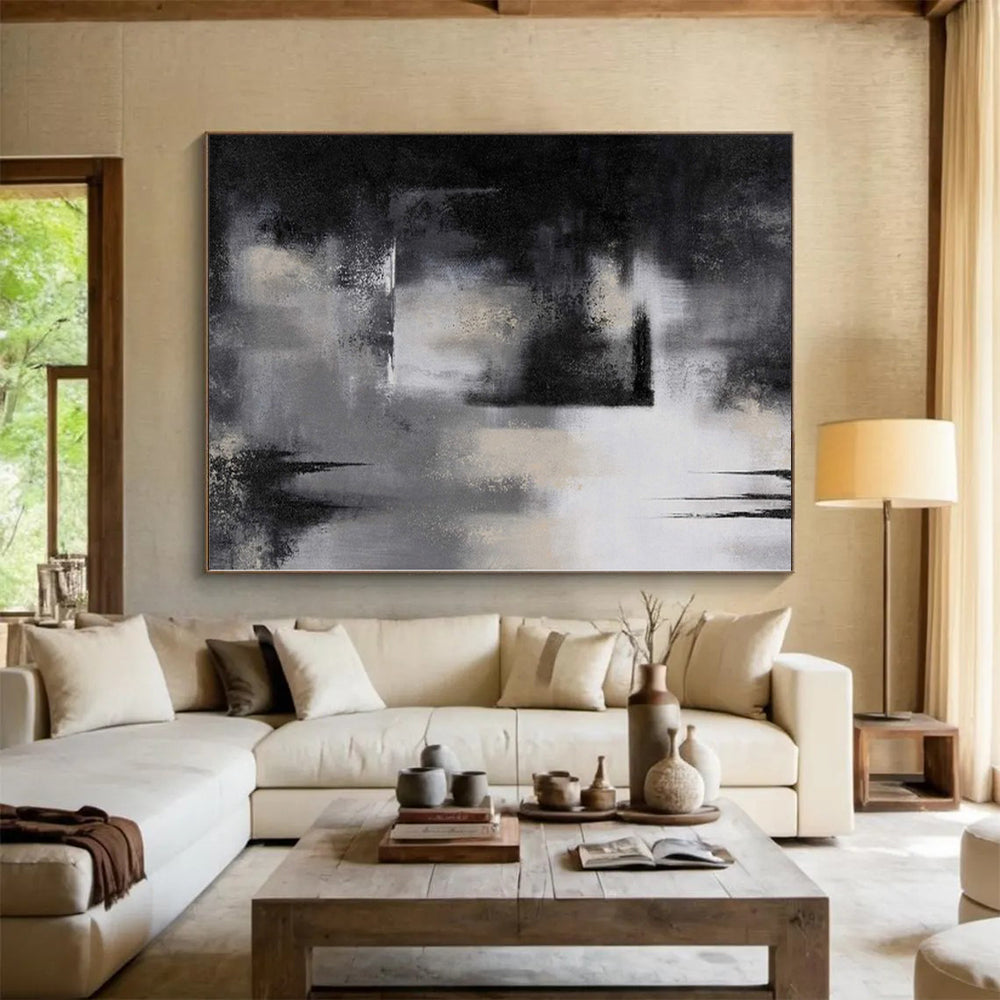 “Monochrome Abstract” - Minimalist Abstract Painting On Canvas PS0076