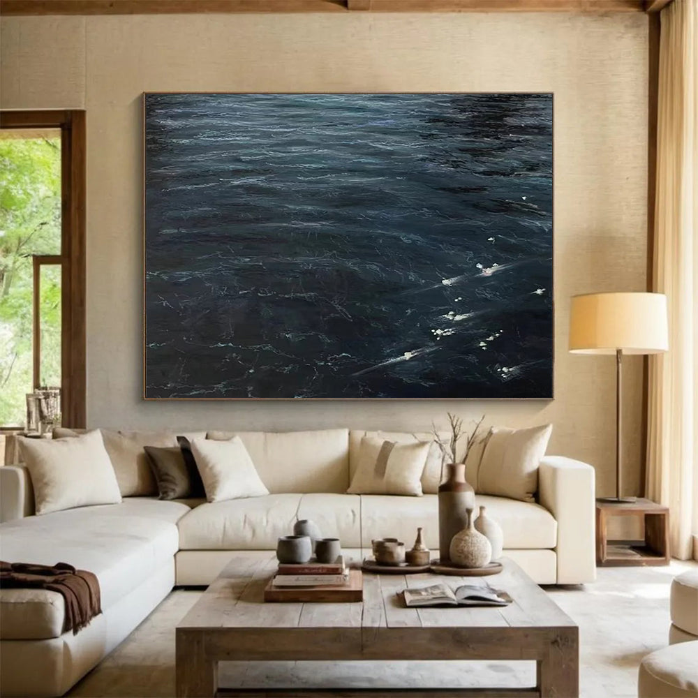 “Dark Blue Ocean Waves” - Realistic Seascape Painting On Canvas PT263