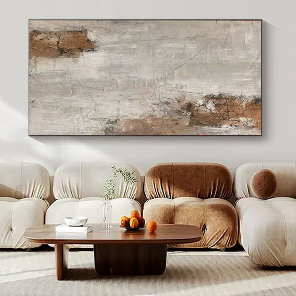 “Gray - Brown Textured Abstract” - Rustic Abstract Painting On Canvas PS0105