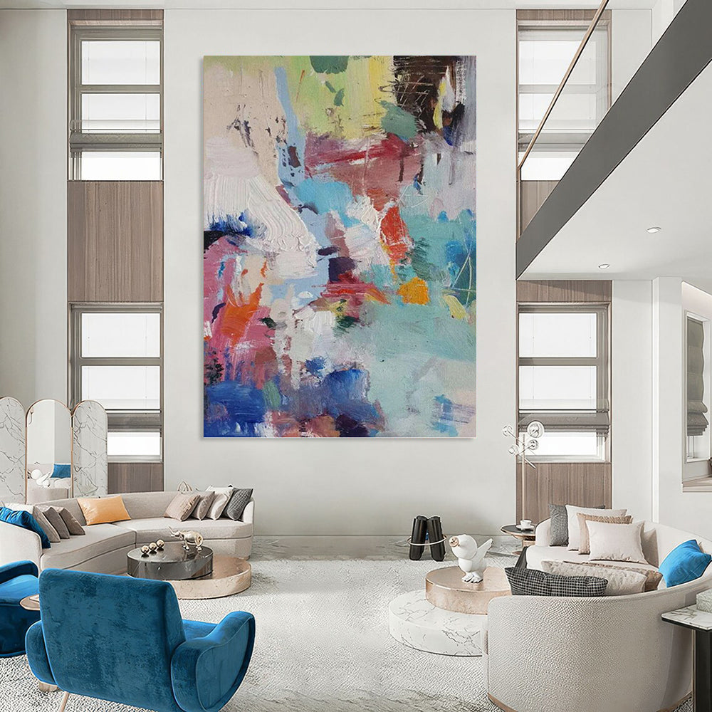 “Pastel Abstract Fusion” - Abstract, Soft - Colored Painting On Canvas PT1579