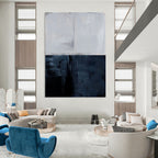“Split - Tone Abstraction” - Light Gray & Dark Gray Contrast Painting On Canvas DS206