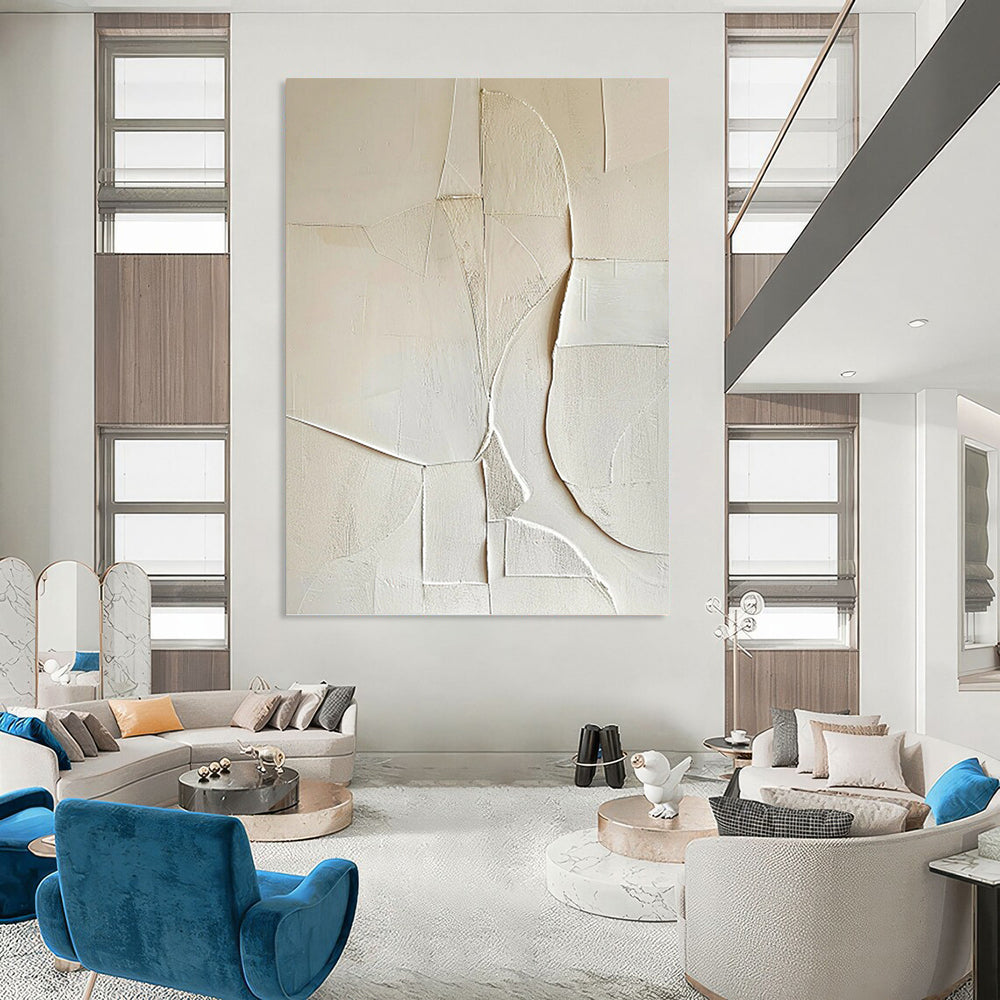 “White Textured Abstract” - Minimalist Abstract Painting On Canvas PT1314