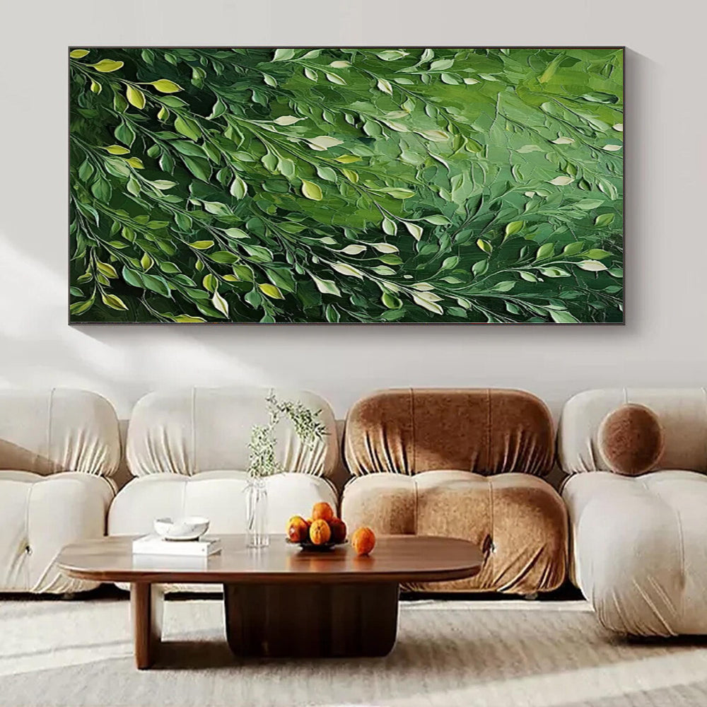 “Green Foliage Abstraction” - Botanical Abstract Painting On Canvas PS0193