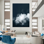 “Dark Sky with White Clouds” - Minimalist Nature Study Painting On Canvas DS233