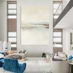 “Neutral Tones Abstract Landscape” - Beige, Gray & Subtle Greens Painting On Canvas DS224