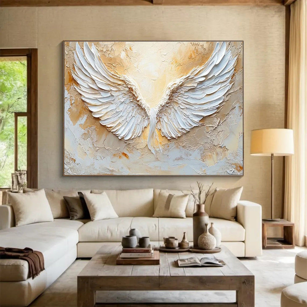 “Sculpted White Wings” - 3D Abstract Painting On Canvas DKS455