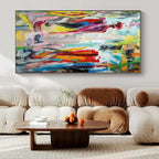 Colorful Abstract Figure in a Vivid Background "Vivid Spirit" Abstract Painting On Canvas PS1324