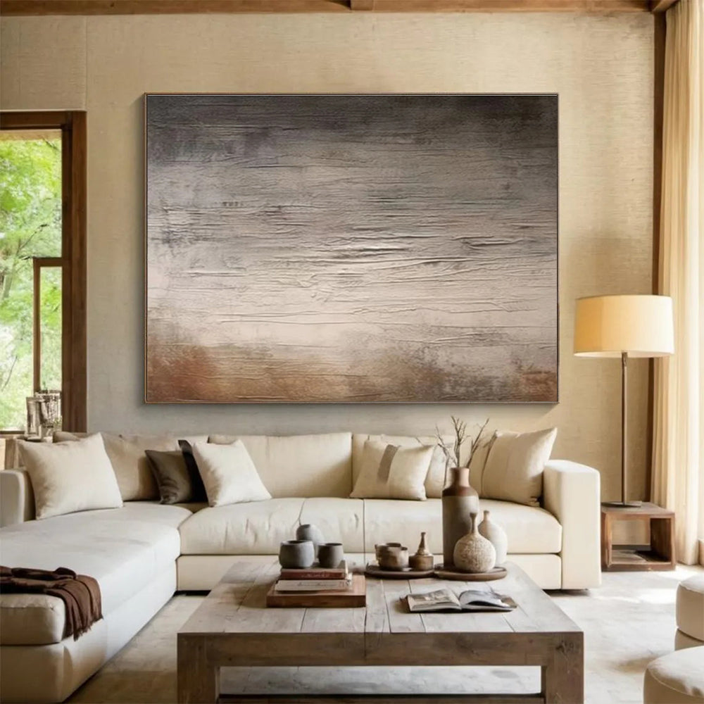 Textured Gray - Brown Abstract - Minimalist Abstract Painting On Canvas DKS327