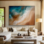 “Beach Waves in Resin” - Blue, Brown, White Abstract Seascape Resin Art PS0765