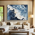 “Blue - White Turbulent Seas” - Thick - Textured Painting On Canvas PT1528
