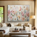 Pastel Blooms - Textured Floral Acrylic Painting, Suited for Nursery & Dressing Room DKS673