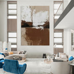 “Brown and White Abstract: Earthy Minimalist Art” - Subtle Textured Painting On Canvas PT0975