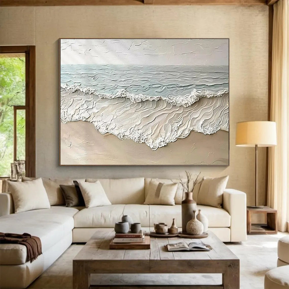 “Textured Seaside Waves” - Impasto Coastal Painting On Canvas PT1581