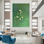 “Yellow Flowers on Green” - Impressionist Floral Painting On Canvas PT1978