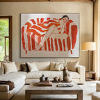 Figurative Abstract on Striped Sofa Painting On Canvas DKS087