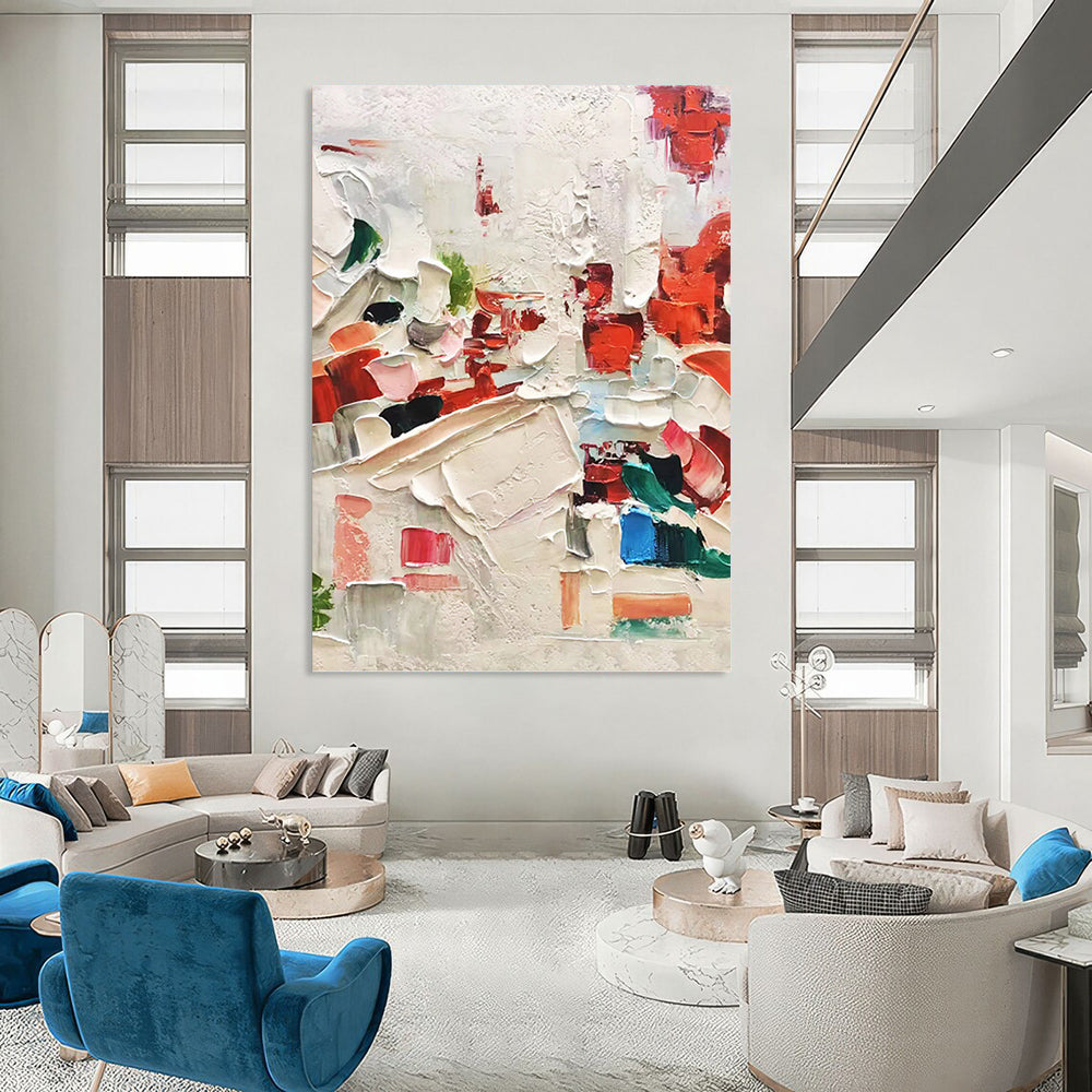 “Thick Paint Abstract Composition” - Impasto Abstract Painting On Canvas PT1044