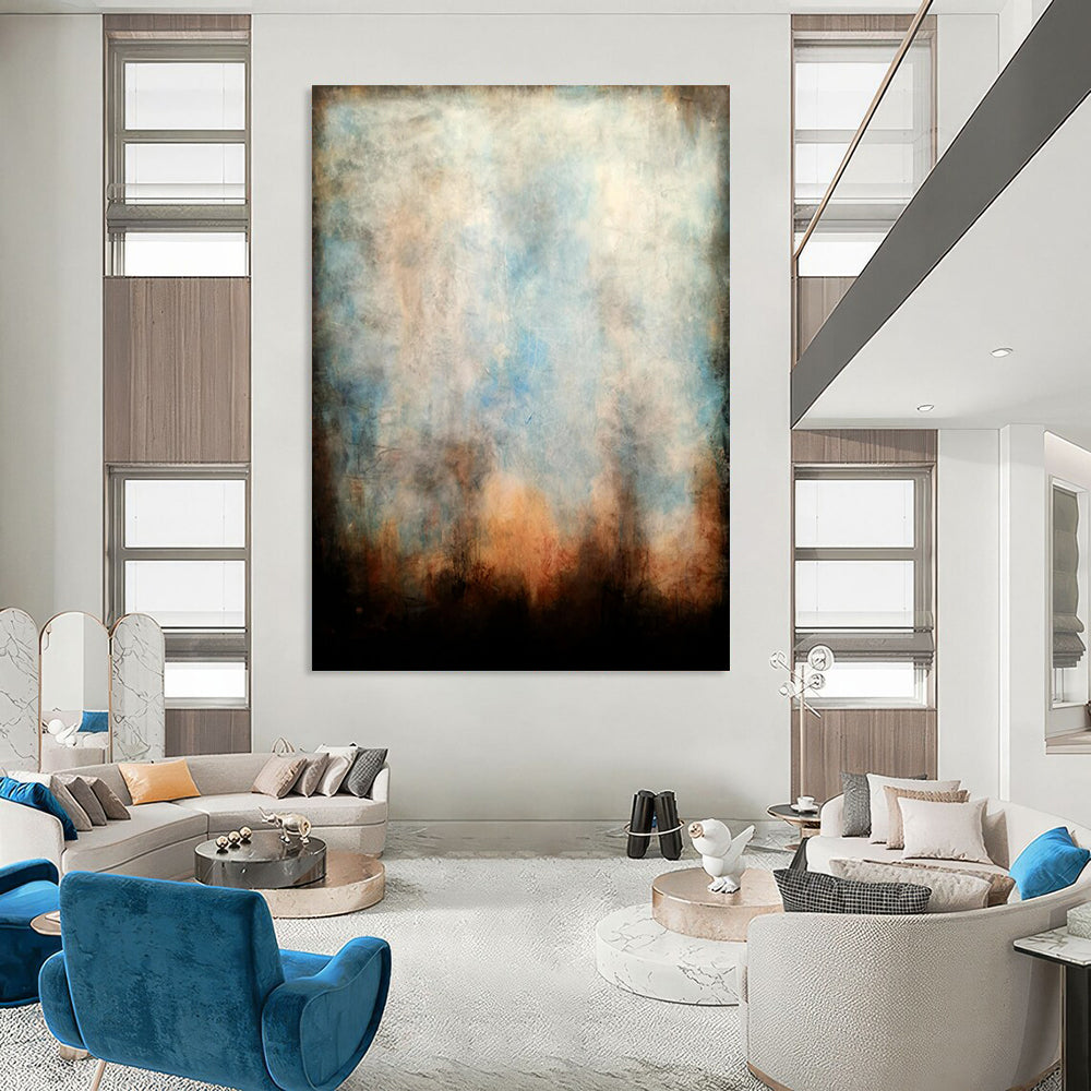 “Blue - Beige Mist” - Abstract Landscape Painting On Canvas PT2324