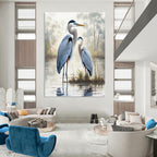 “Blue Herons in Mist” - Realist - Inspired Wildlife Painting On Canvas PT1400