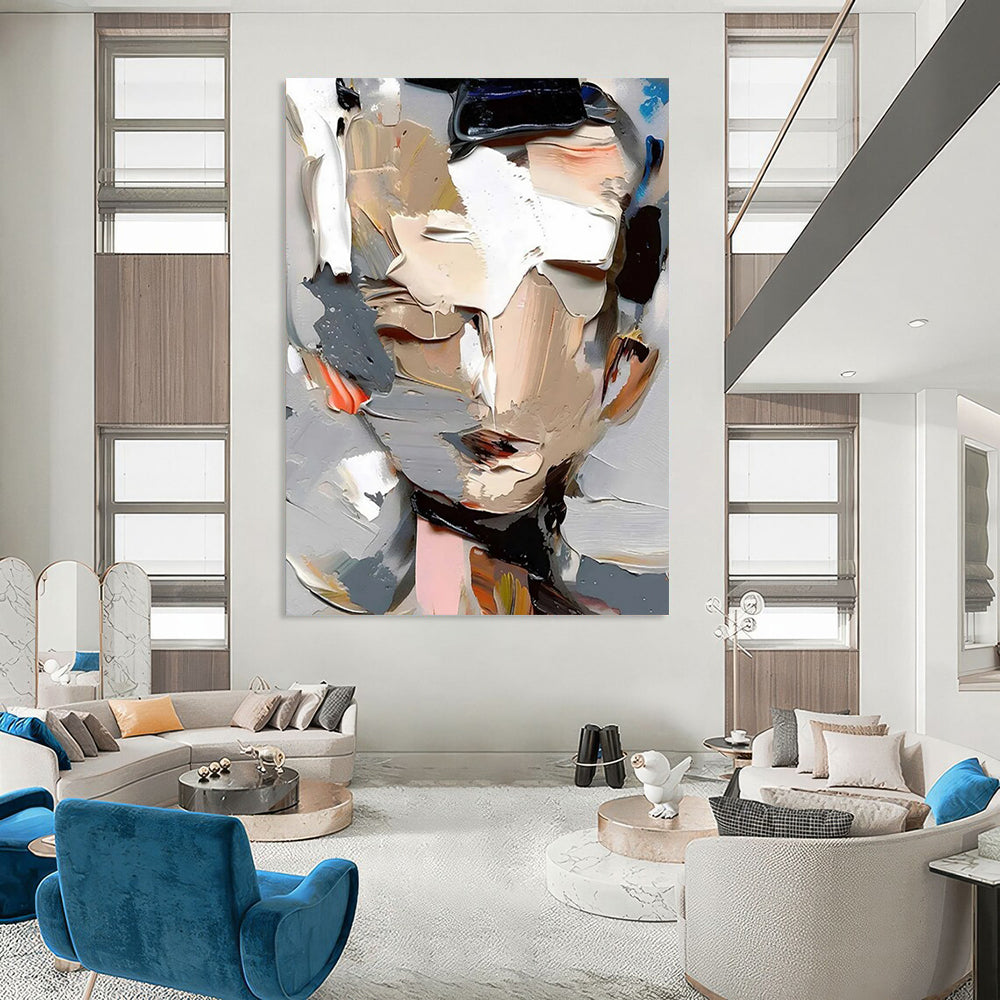 “Abstract Fragmented Face” - Bold Figurative Painting On Canvas DS320