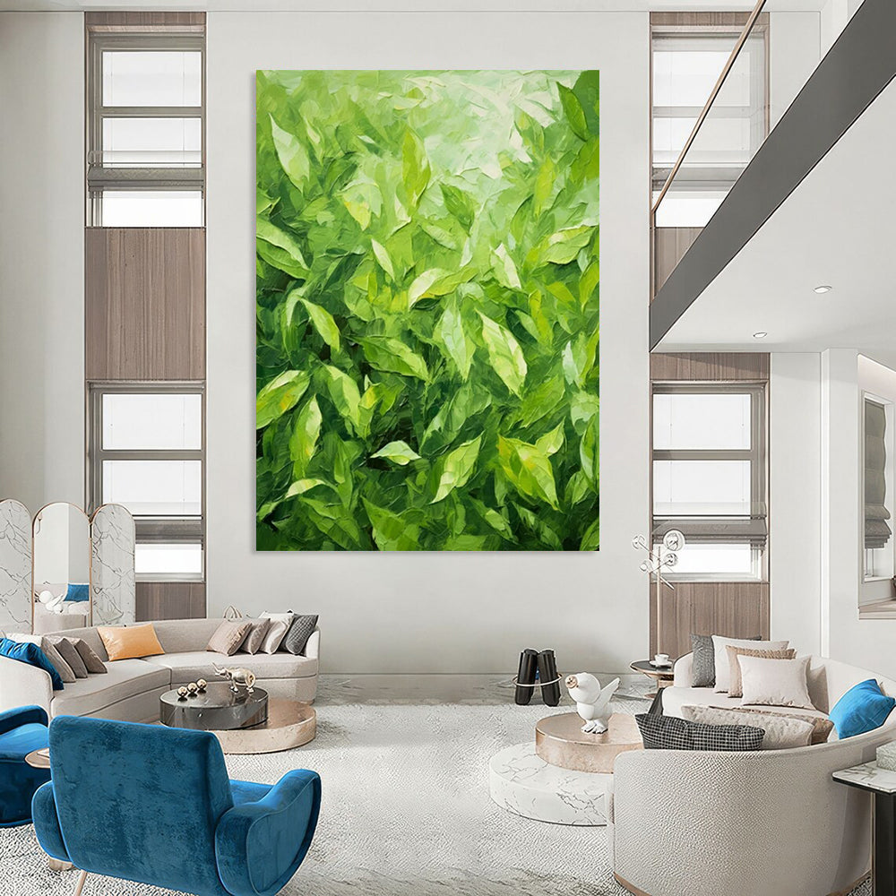 “Lush Green Leaves” - Realistic Botanical Painting On Canvas PT2293