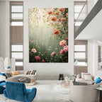 “Pink Floral Garden” - Floral, Dreamy Painting On Canvas PT1553