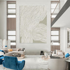 “Grey - White Wavy Lines” - Linear Abstract Painting On Canvas PT1119