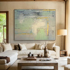 “Grey - Green with Golden Accents Abstract Textures” Painting On Canvas PS0374