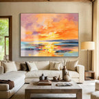 “Vibrant Sunset Seas” - Impressionistic Landscape Painting On Canvas DKS419
