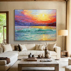 “Vibrant Sea Sunset” - Impressionistic Oil Painting On Canvas DKS892