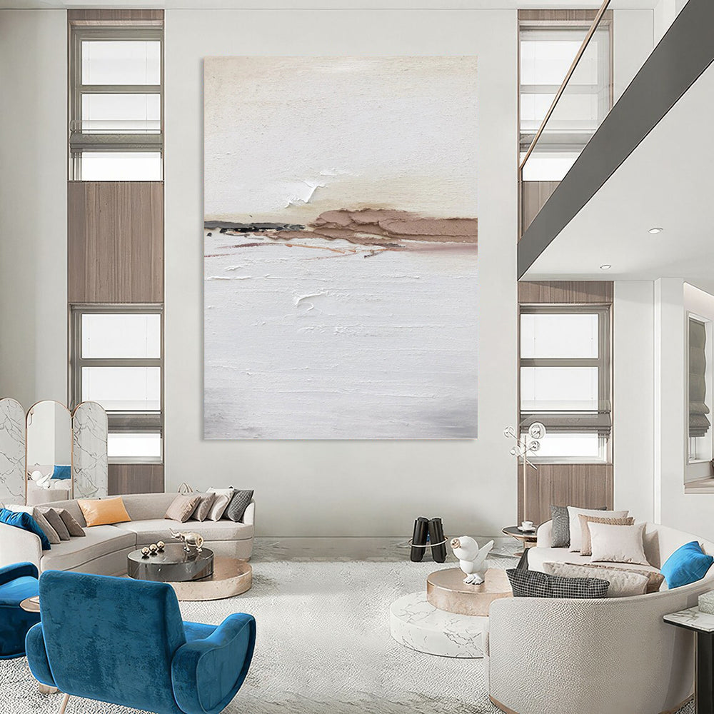 “Neutral - Toned Textured Landscape” - Landscape, Subtle - Styled Painting On Canvas PT1678