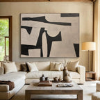 “Black - White Geometric Abstract” - Minimalist Abstract Painting On Canvas PS0098